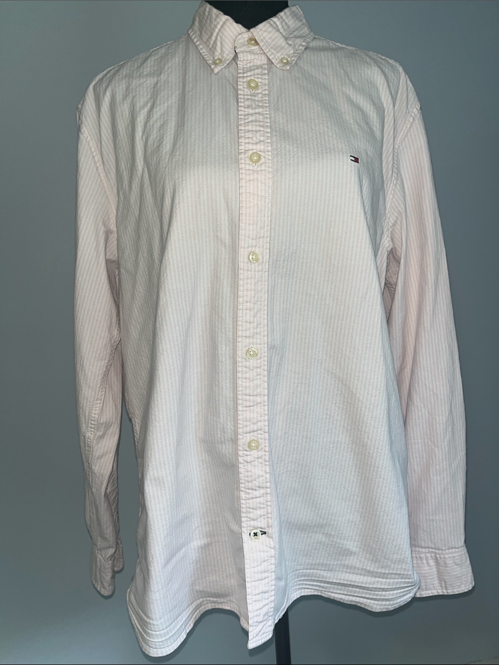 Tommy Hilfiger Men’s Pale Pink Striped Button-Down Shirt